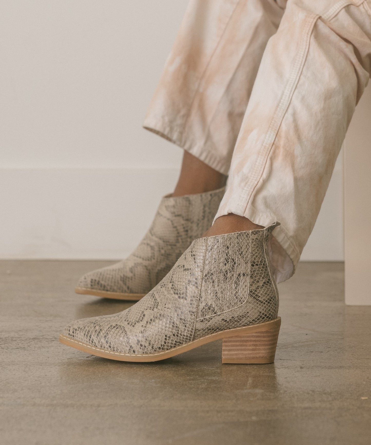 Gray/Snakeskin Bootie