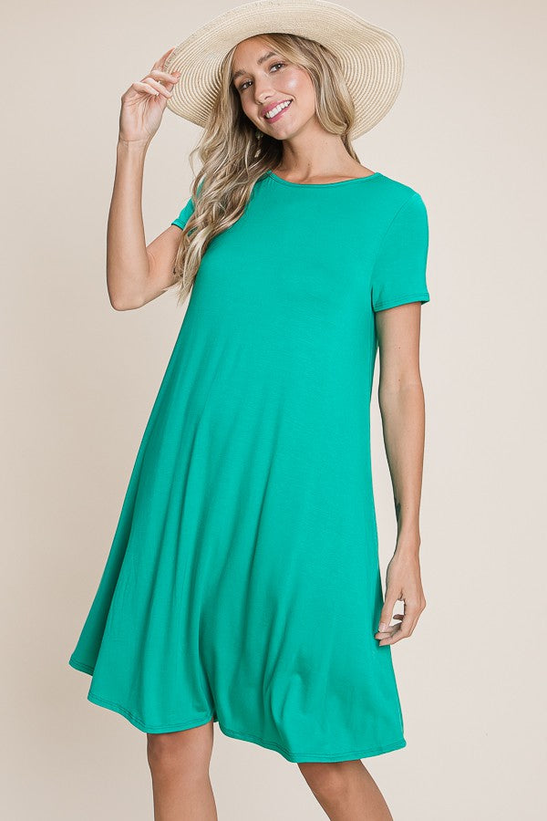 CASUAL SOLID MIDI DRESS