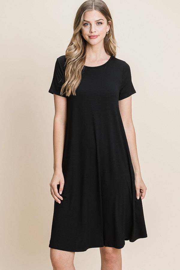 CASUAL SOLID MIDI DRESS
