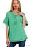Raw Edge Detailed Button Closure Scoop Neck Top