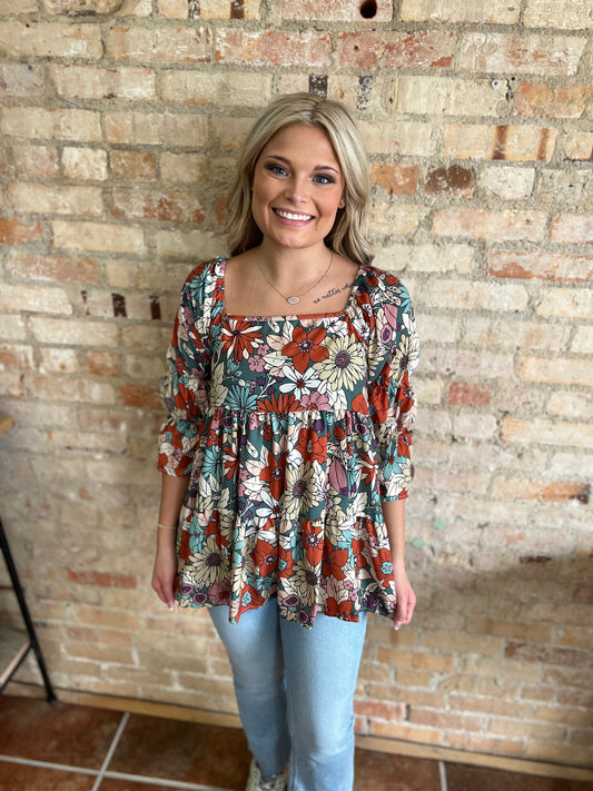 Amelia Ruffle Floral Top