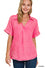 Washed Linen Raw Edge V-Neck Top