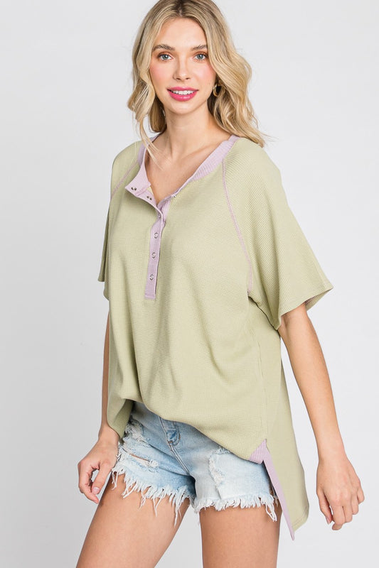 Waffle Contrast Top